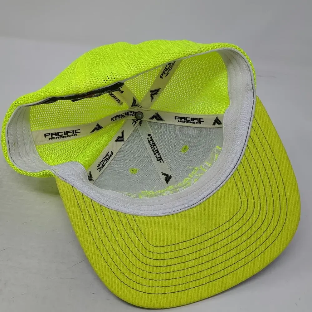 Pacific Headwear Baseball Cap Gray Yellow 7 3/8 Diamond Nation Mesh Hat 404M